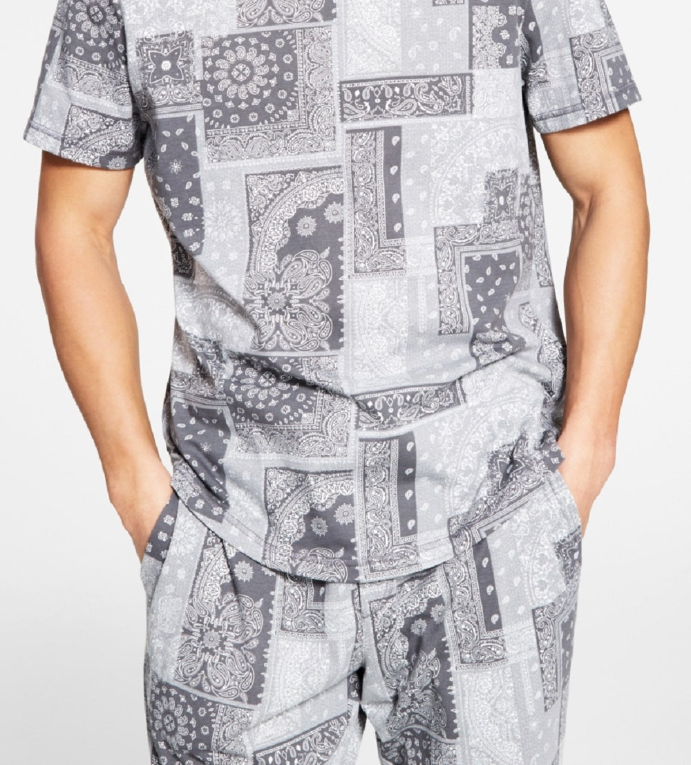 Pijama masculino Sun + Stone Paisley cinza tamanho pequeno