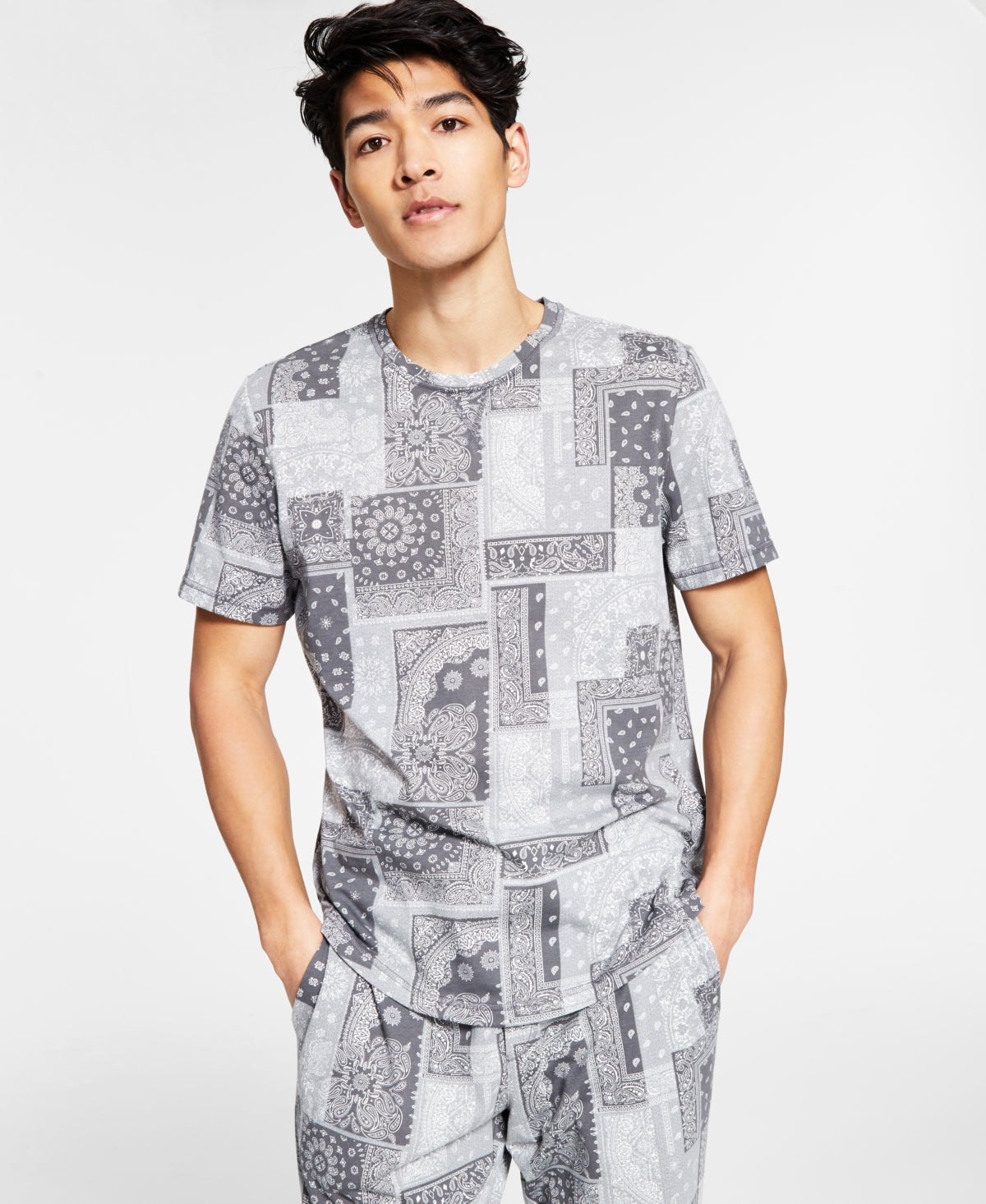 Pijama masculino Sun + Stone Paisley cinza tamanho pequeno