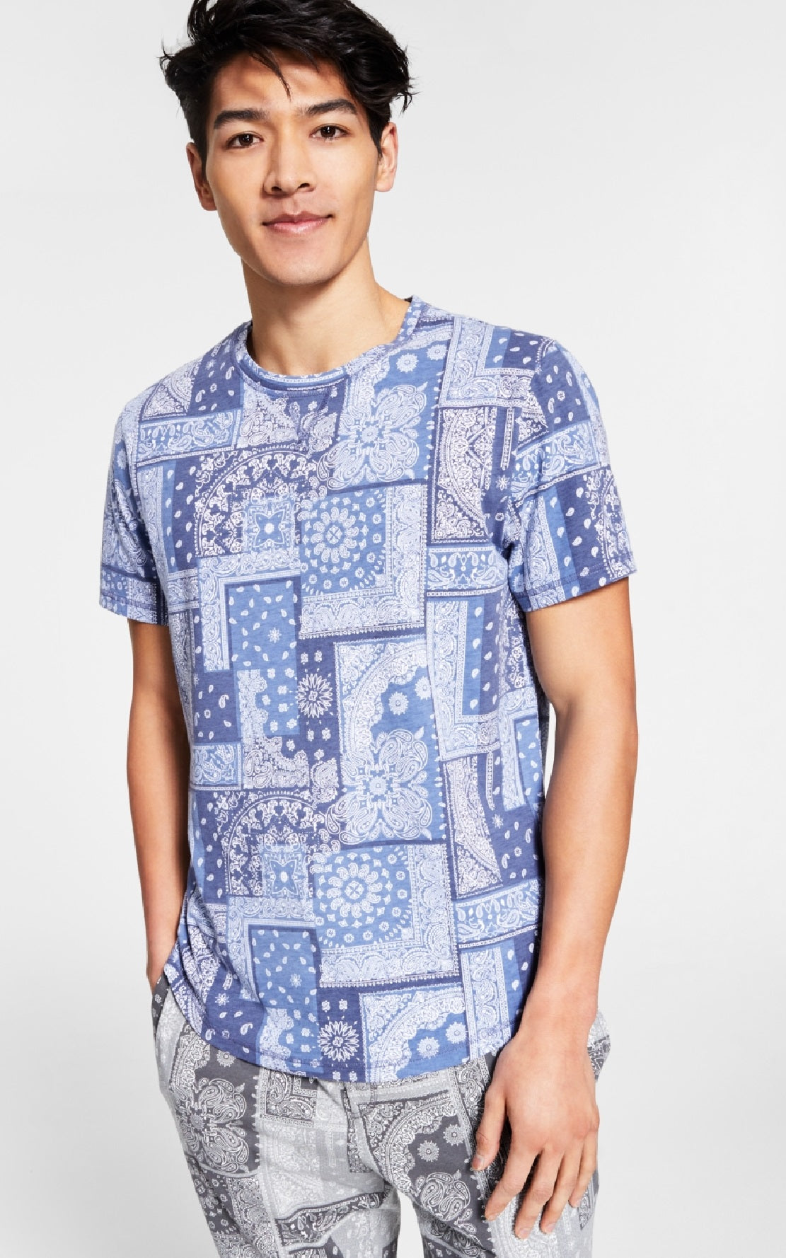 Pijama masculino Sun + Stone Paisley azul tamanho grande