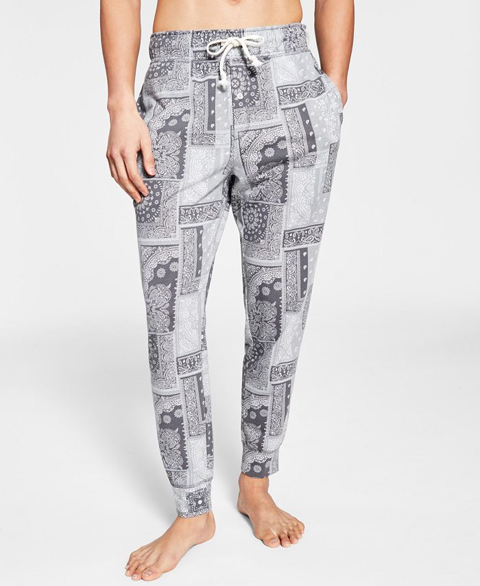 Calça de pijama masculina Sun + Stone Paisley Jogger cinza tamanho grande