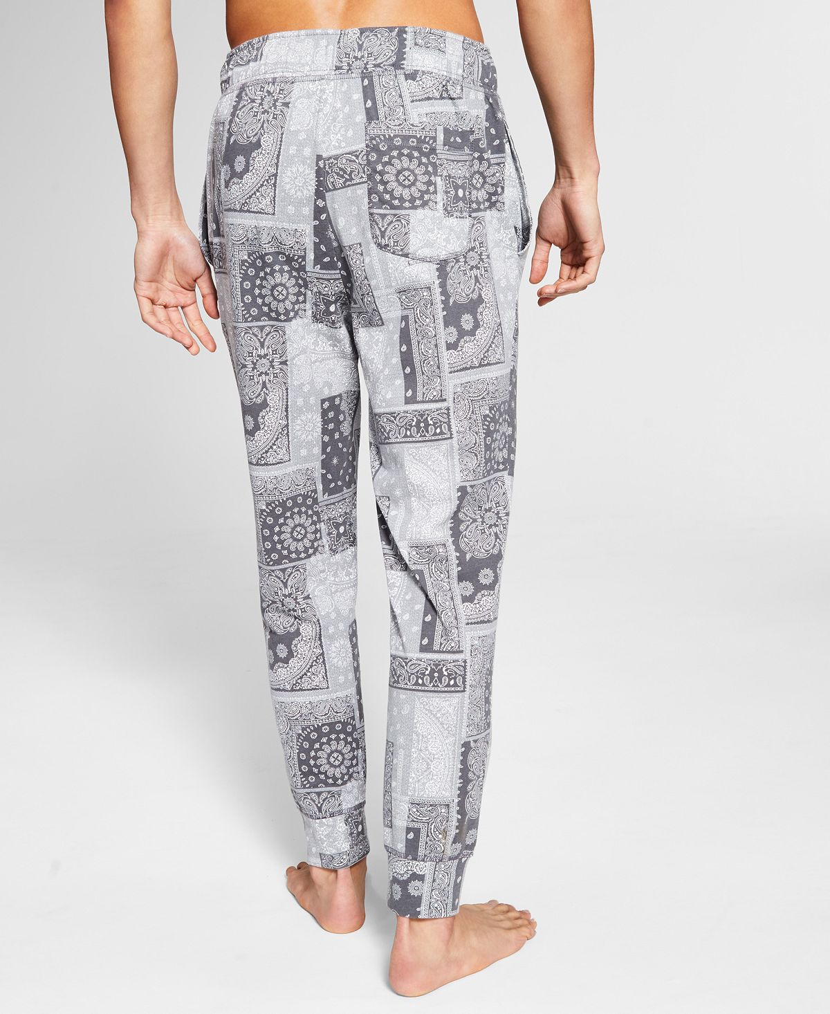 Calça de pijama masculina Sun + Stone Paisley Jogger cinza tamanho grande