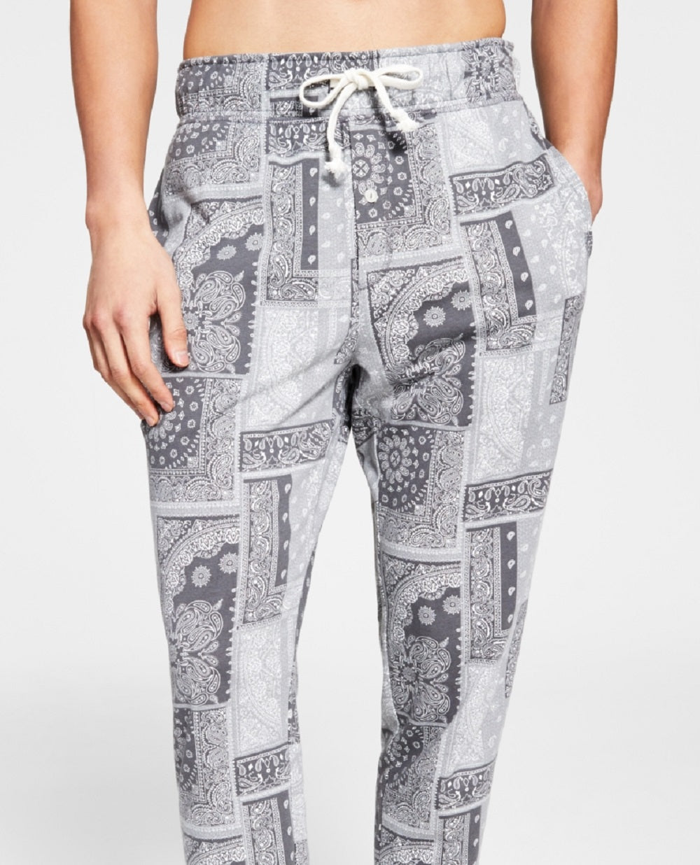 Calça de pijama masculina Sun + Stone Paisley Jogger cinza tamanho XX-G