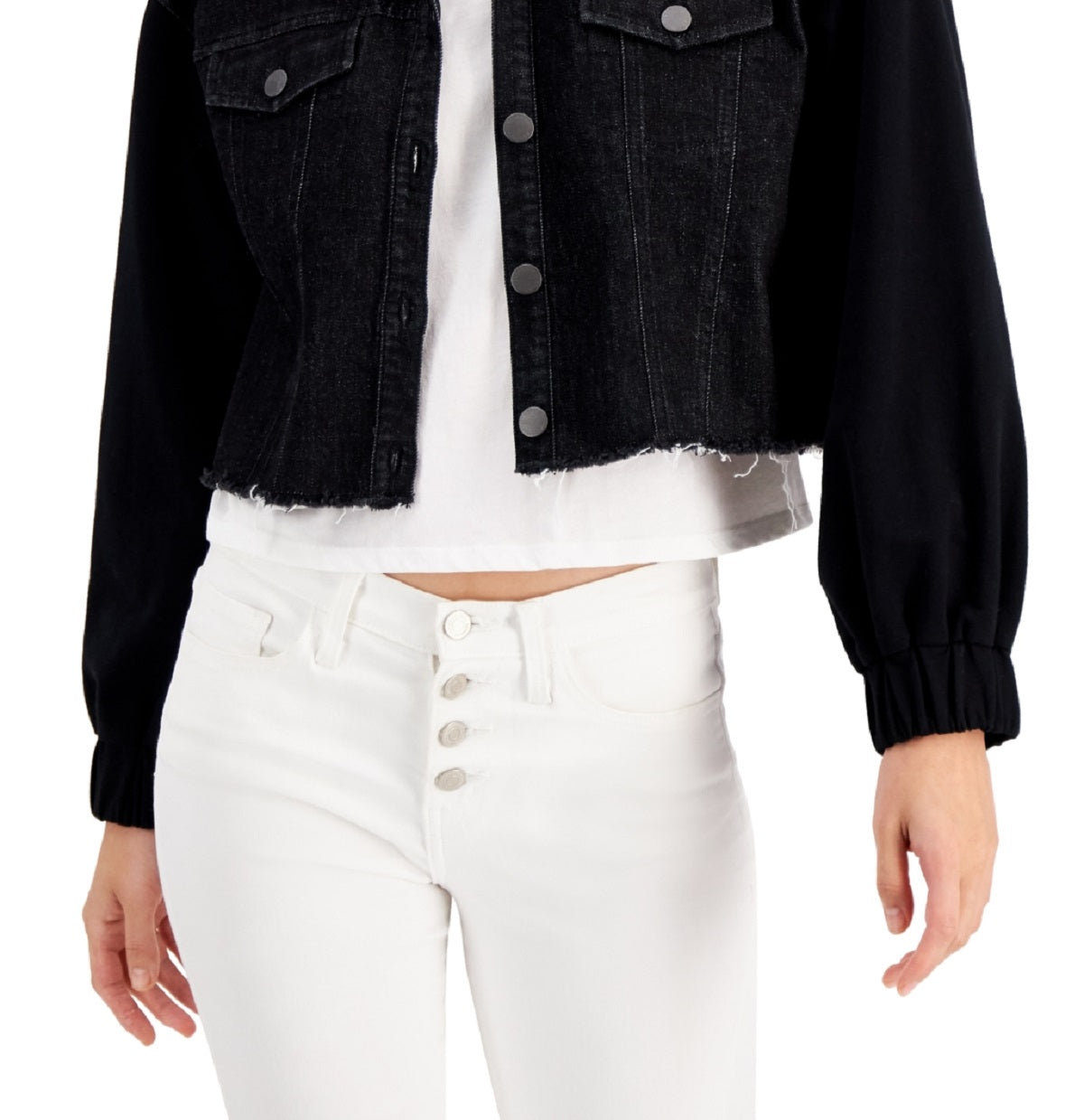 Jaqueta feminina de mídia mista da INC International Concepts, preta, tamanho X-S