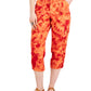 Calça Capri Bungee Estampada Feminina Estilo &amp; Co Vermelha Tamanho 10