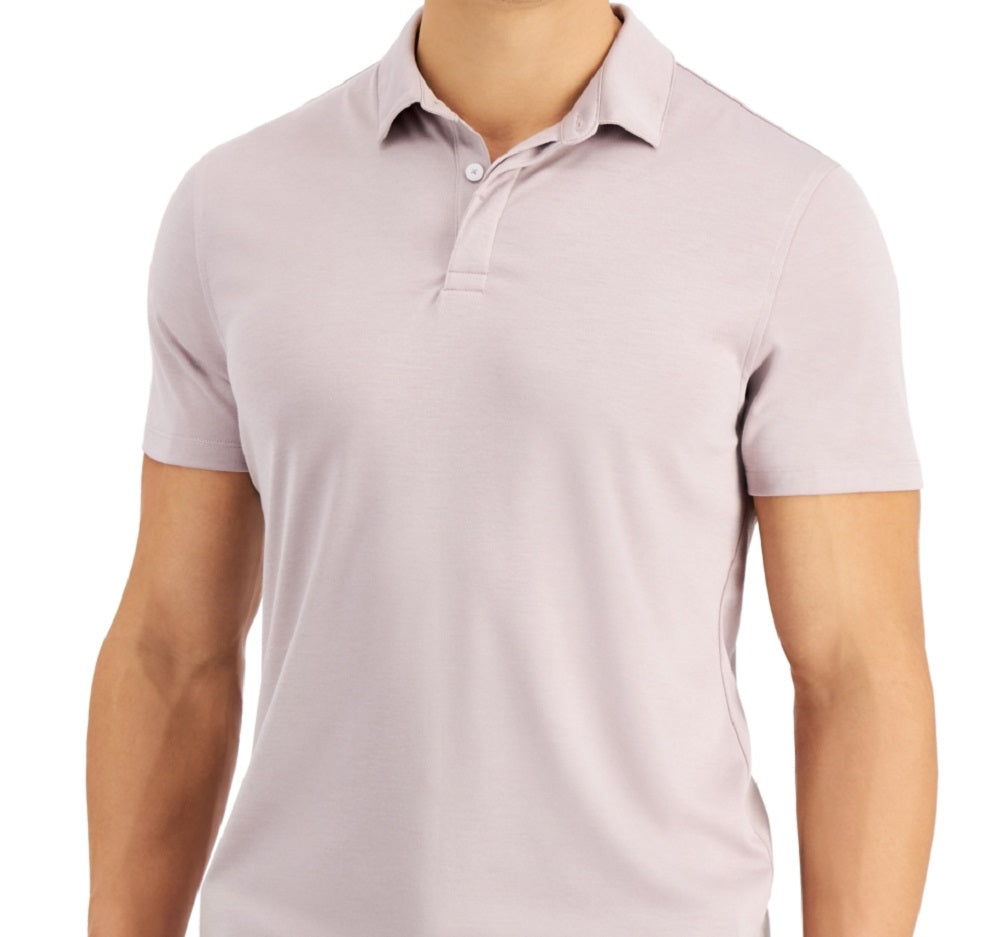Camisa polo masculina Alfani com elastano e estampa sólida, marrom, tamanho pequeno