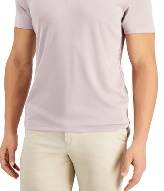 Camisa polo masculina Alfani com elastano e estampa sólida, marrom, tamanho pequeno
