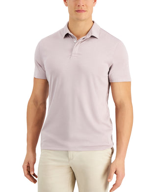 Camisa polo masculina Alfani com elastano e estampa sólida, marrom, tamanho pequeno