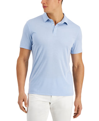 Camisa polo masculina Alfani com elastano e estampa sólida, azul, tamanho pequeno