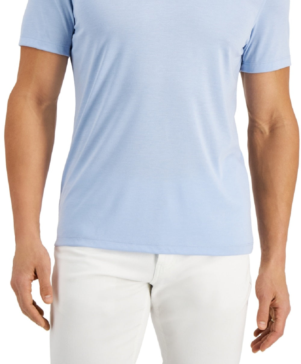 Camisa polo masculina Alfani com elastano e estampa sólida, azul, tamanho pequeno