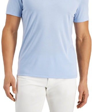 Camisa polo masculina Alfani com elastano e estampa sólida, azul, tamanho pequeno