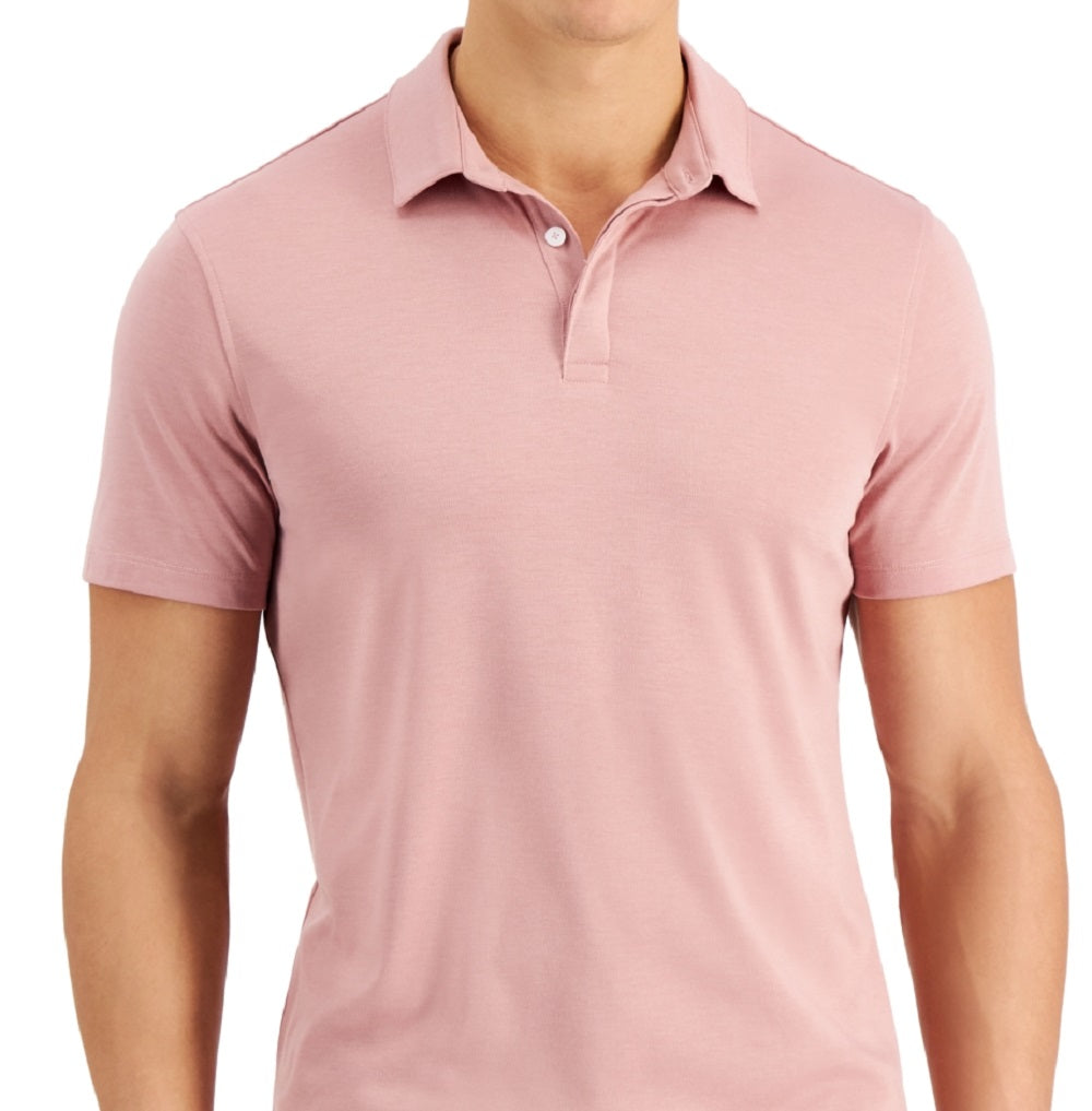 Camisa polo masculina Alfani com elastano e estampa de letras rosa, tamanho XX-G