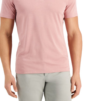 Camisa polo masculina Alfani com elastano e estampa de letras rosa, tamanho XX-G