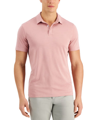 Camisa polo masculina Alfani com elastano e estampa de letras rosa, tamanho XX-G