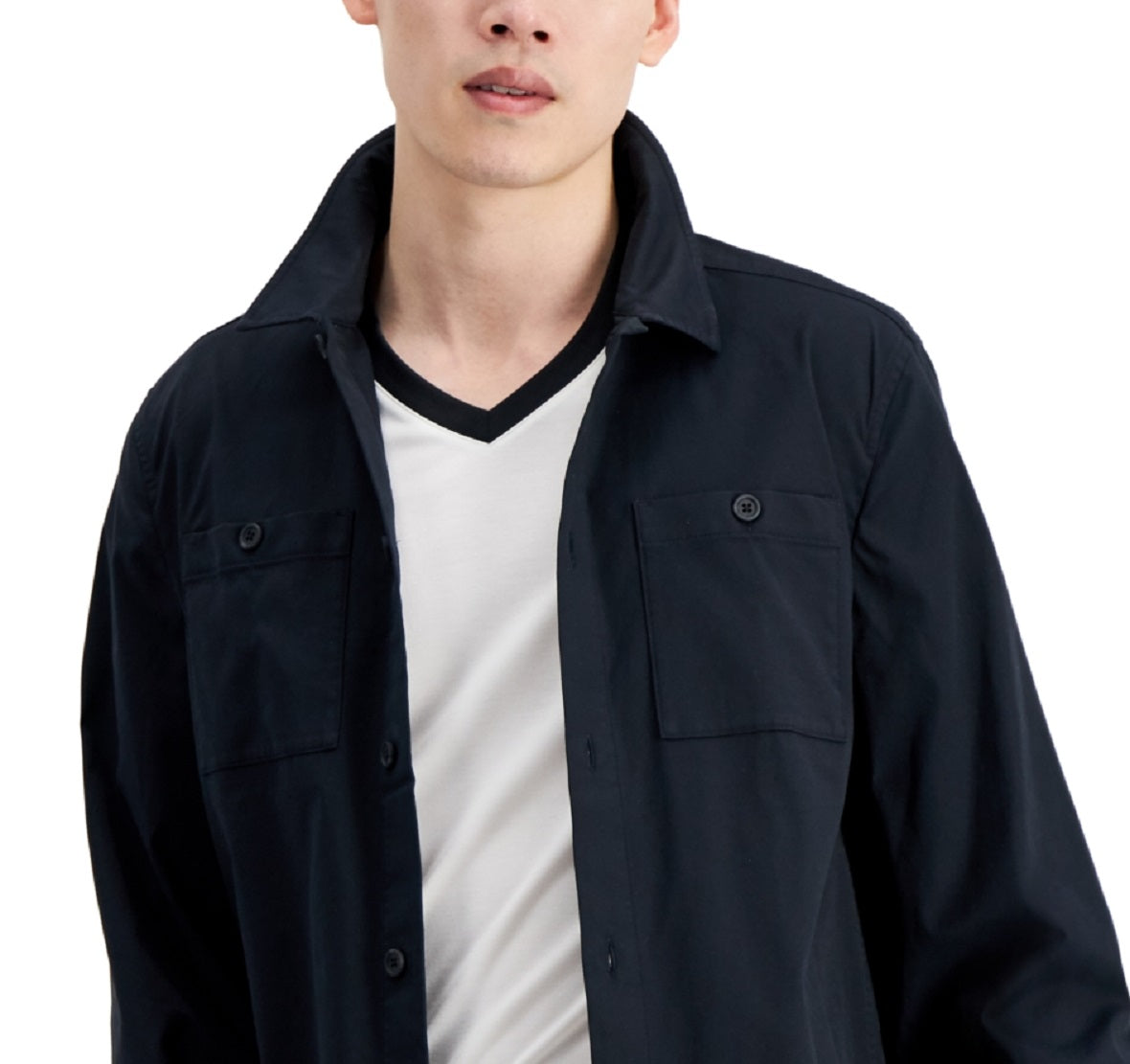 Camisa de sarja masculina Alfani preta tamanho XX-G