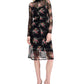 Vestido feminino de malha estampada MIDI da INC International Concepts, preto, tamanho pequeno S