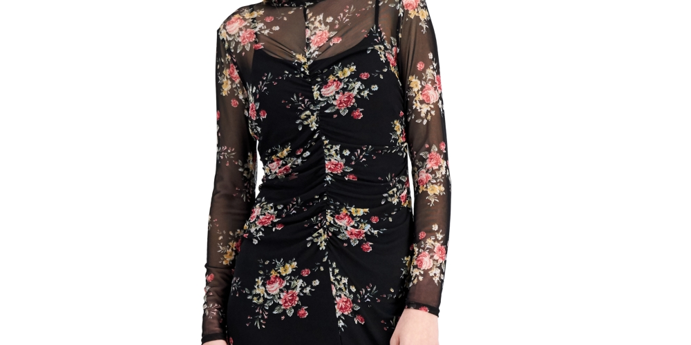 Vestido feminino de malha estampada MIDI da INC International Concepts, preto, tamanho pequeno S