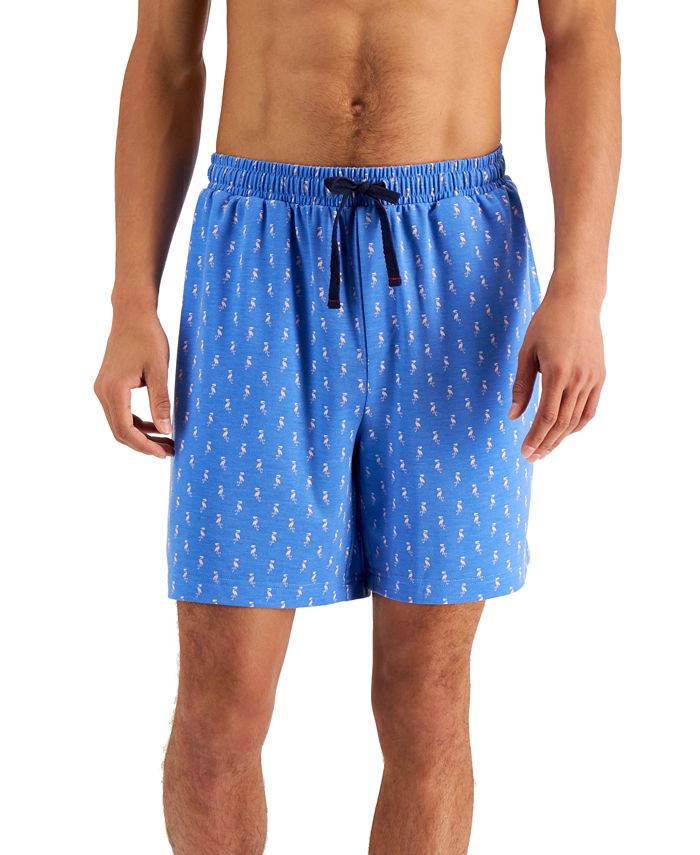 Club Room Shorts de pijama Terry com estampa de flamingo masculino, azul, tamanho extragrande