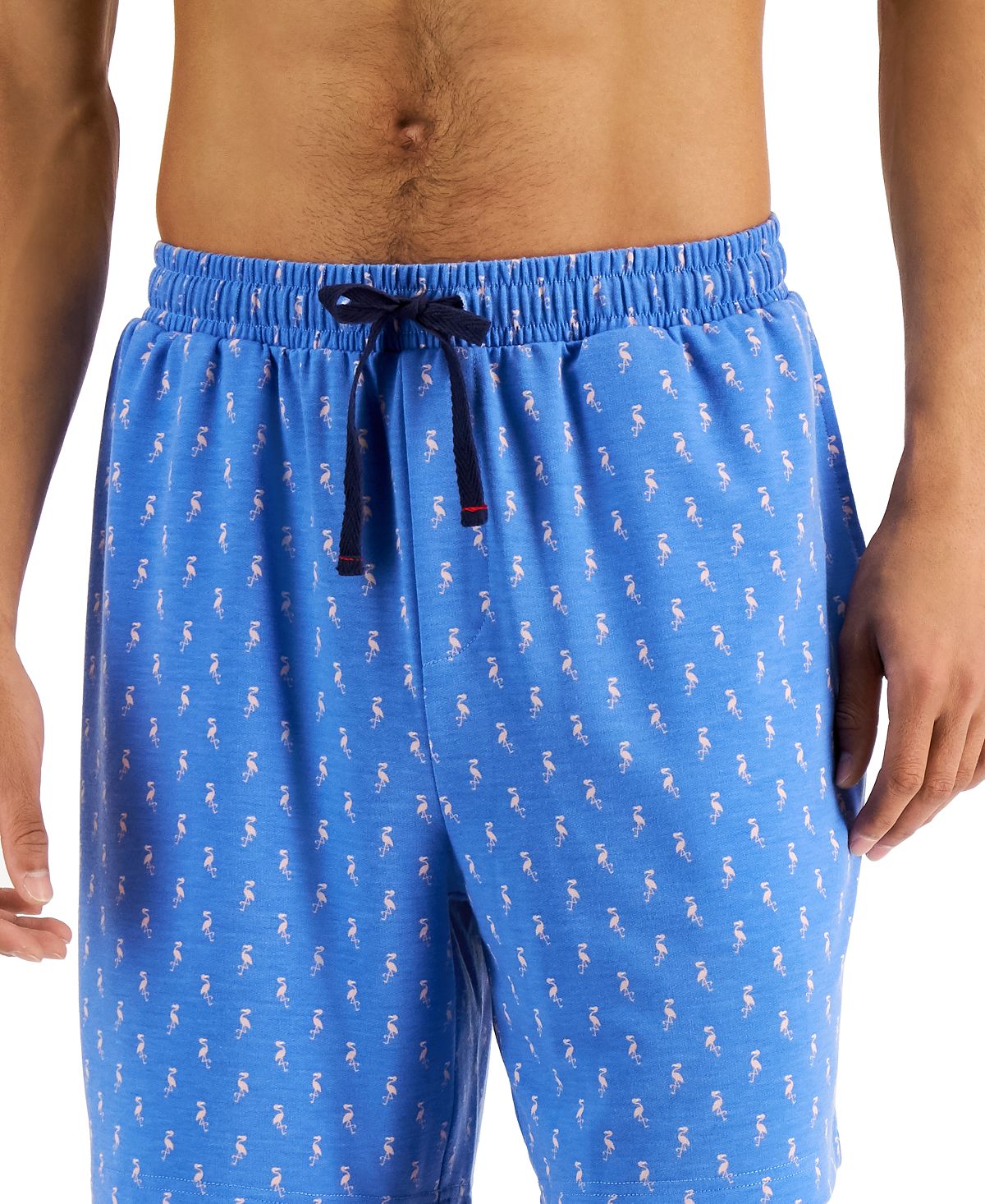 Club Room Shorts de pijama Terry com estampa de flamingo masculino, azul, tamanho extragrande