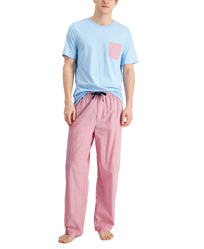 Conjunto de pijama masculino Club Room, 2 peças, vermelho, tamanho médio