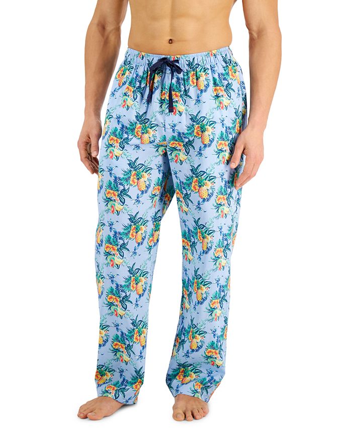 Calça de pijama floral masculina Club Room, azul, tamanho extragrande