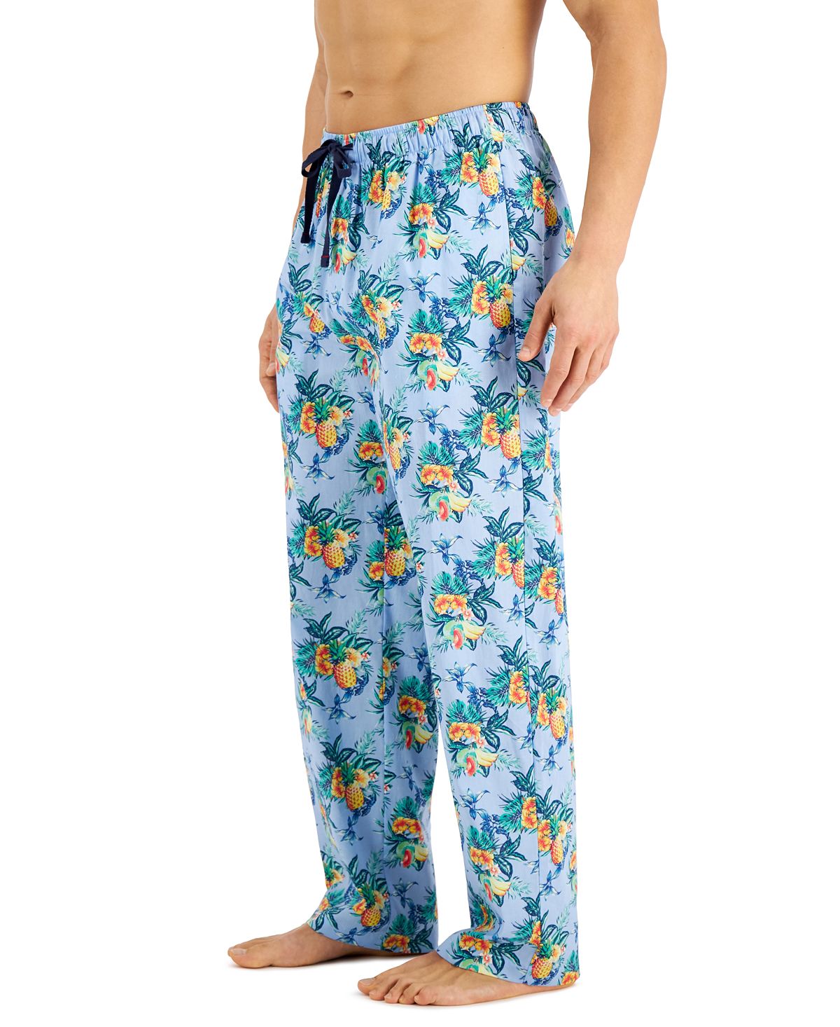 Calça de pijama floral masculina Club Room, azul, tamanho extragrande