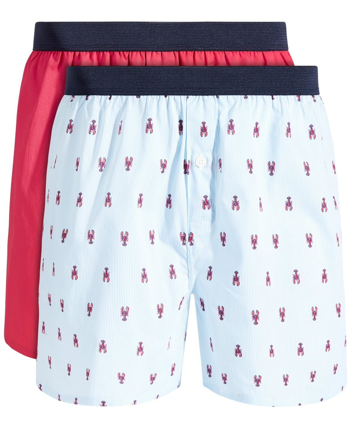 Club Room Masculino 2 Pacotes Lobster &amp; Solid Boxer Shorts Azul Tamanho X-G