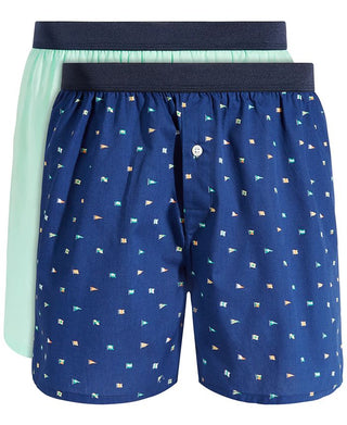 Club Room Masculino 2 unidades Boxer com Bandeira Náutica e Cor Sólida Azul Tamanho XX-G