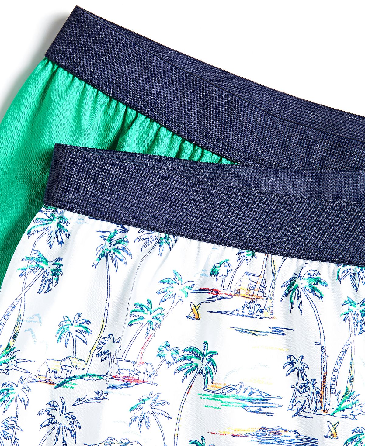 Club Room Masculino Pacote com 2 Boxers Tropicais e Sólidos Verdes
