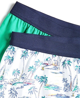 Club Room Masculino Pacote com 2 Boxers Tropicais e Sólidos Verdes