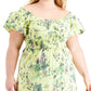 Vestido midi feminino de algodão Raina da INC International Concepts, verde, tamanho 2X