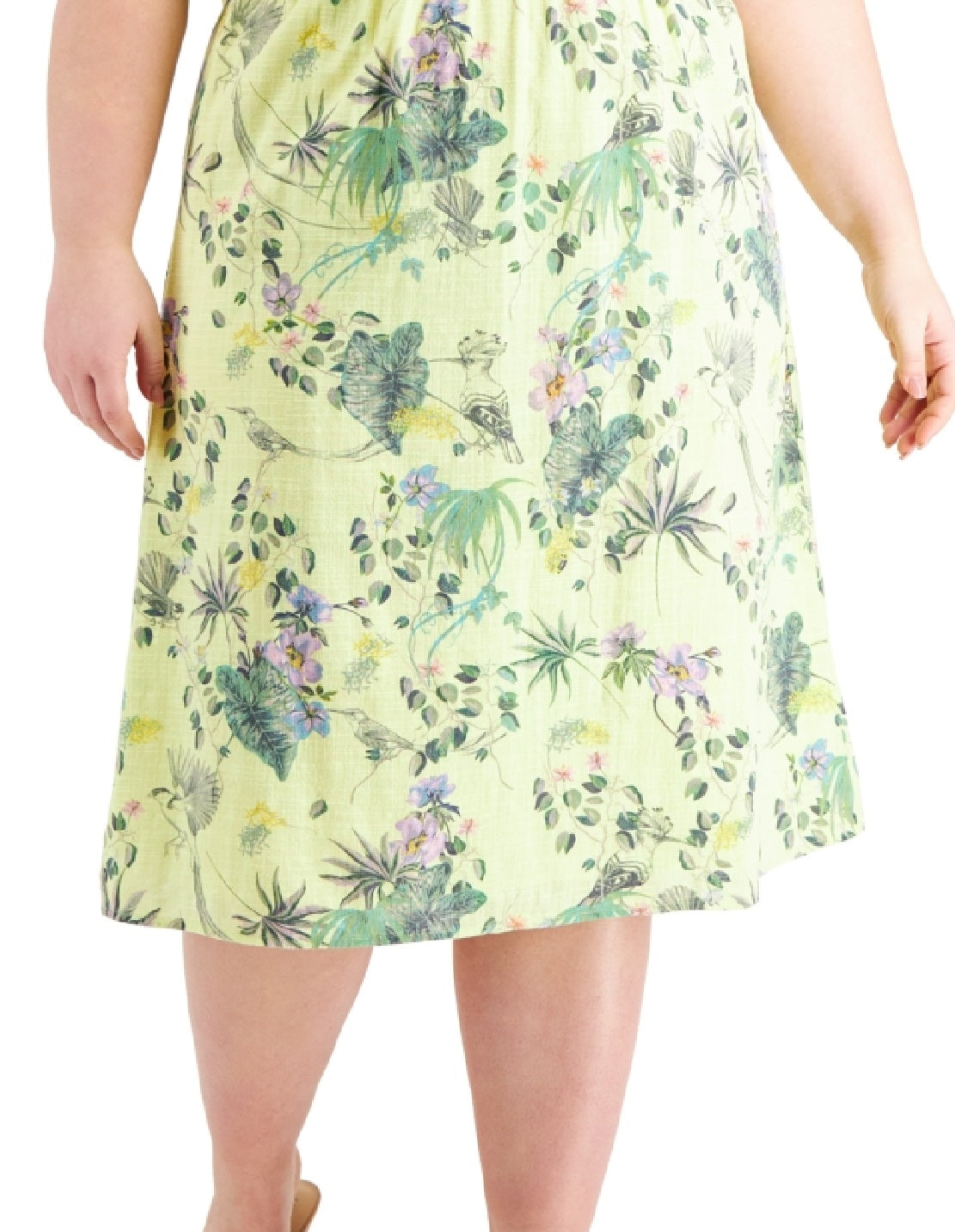 Vestido midi feminino de algodão Raina da INC International Concepts, verde, tamanho 2X