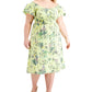Vestido midi feminino de algodão Raina da INC International Concepts, verde, tamanho 2X