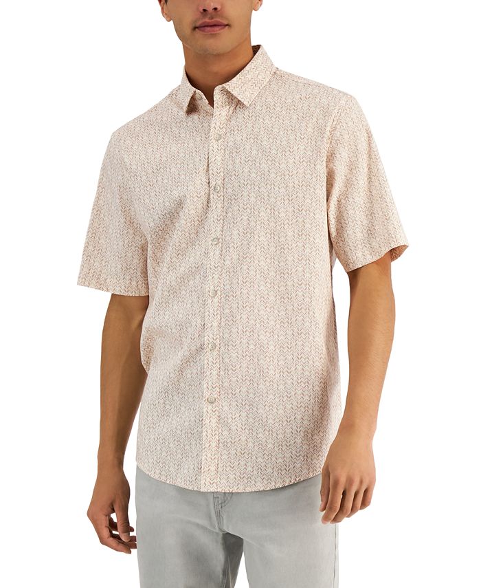 Camisa Alfani Masculina Estampa Geométrica Branca Tamanho P