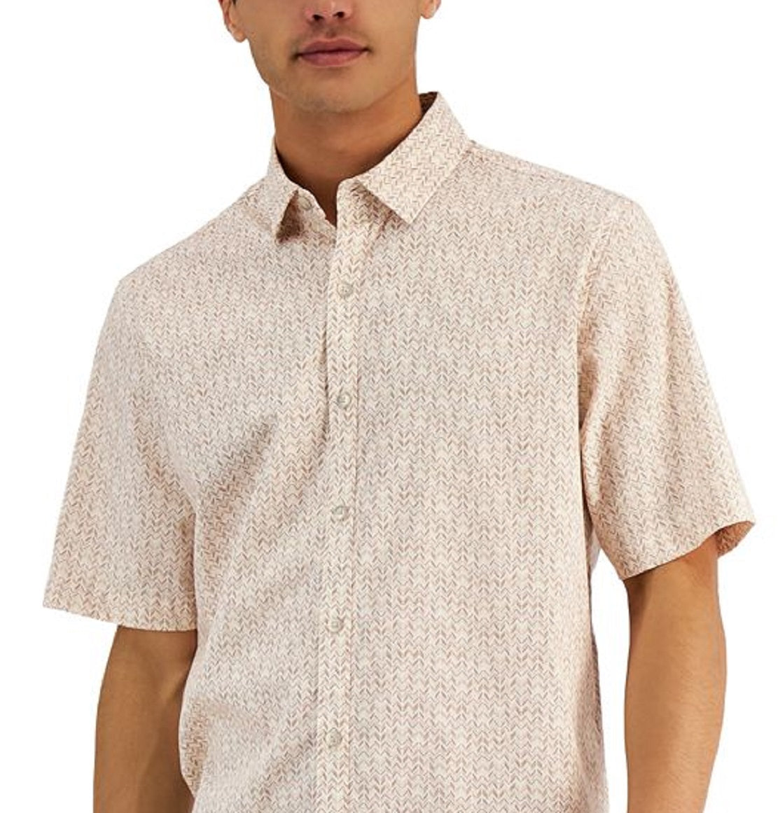 Camiseta masculina Alfani com estampa geométrica, branca, tamanho médio