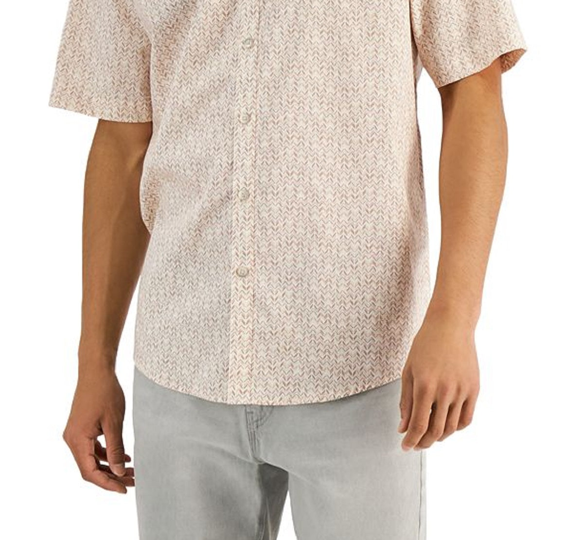 Camiseta masculina Alfani com estampa geométrica, branca, tamanho médio