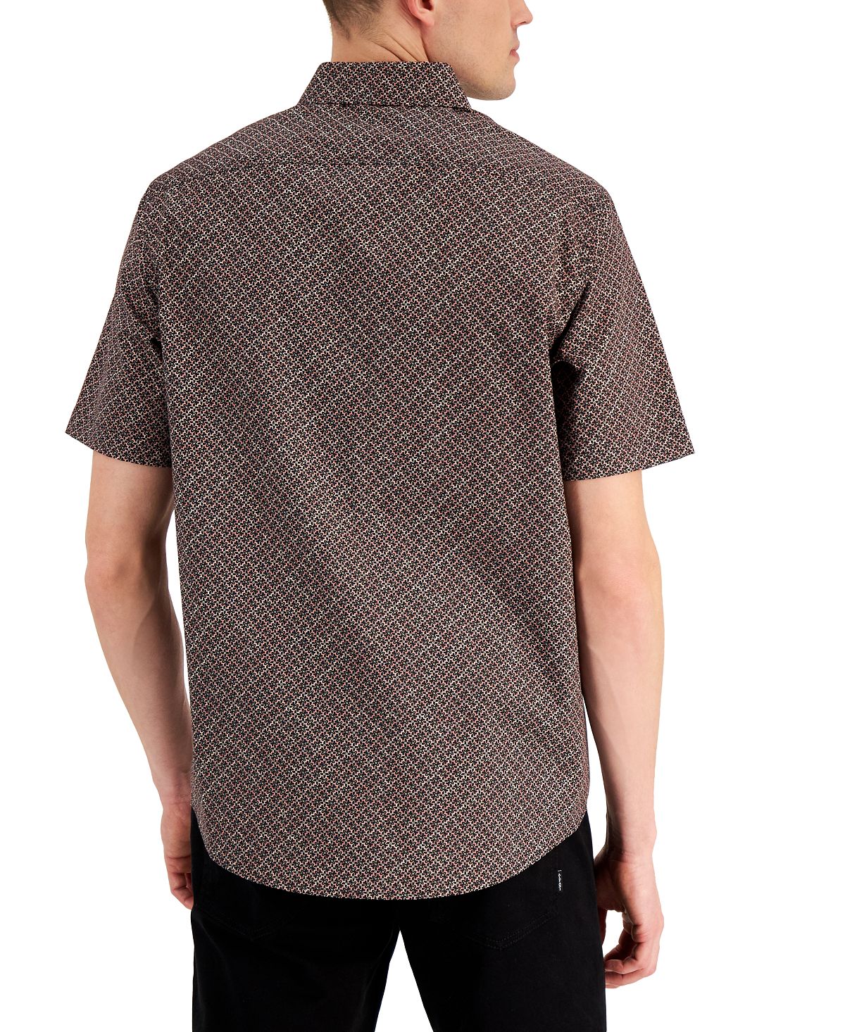 Camisa Alfani Masculina Relaxed Fit com Estampa Geométrica Marrom Tamanho Grande