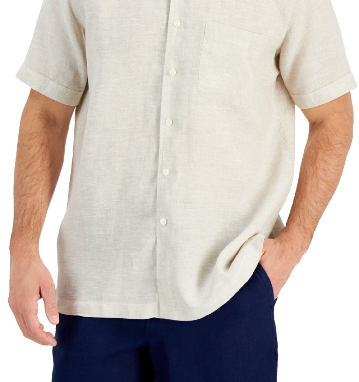Camisa de linho masculina Club Room marrom tamanho XX-G