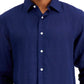 Camisa de linho masculina Club Room, azul, tamanho médio