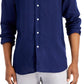 Camisa de linho masculina Club Room, azul, tamanho médio