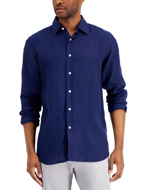 Club Room Men's Linen Shirt Blue Size Medium