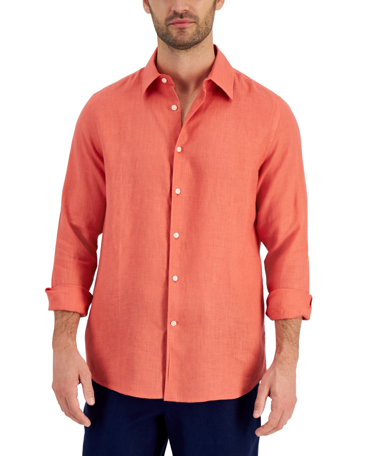 Camisa de linho masculina Club Room laranja