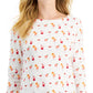 Camiseta feminina estampada de algodão Charter Club, branca, tamanho grande