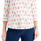 Camiseta feminina estampada de algodão Charter Club, branca, tamanho grande