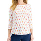 Camiseta feminina estampada de algodão Charter Club, branca, tamanho grande