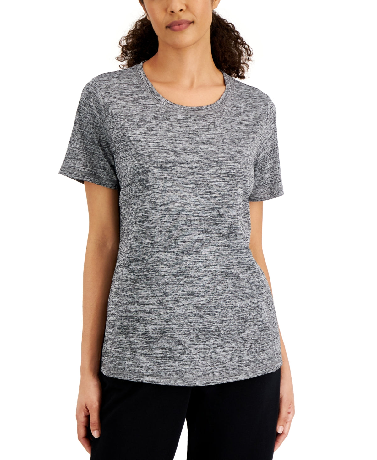 Karen Scott Top tingido espacial feminino, preto, tamanho extragrande
