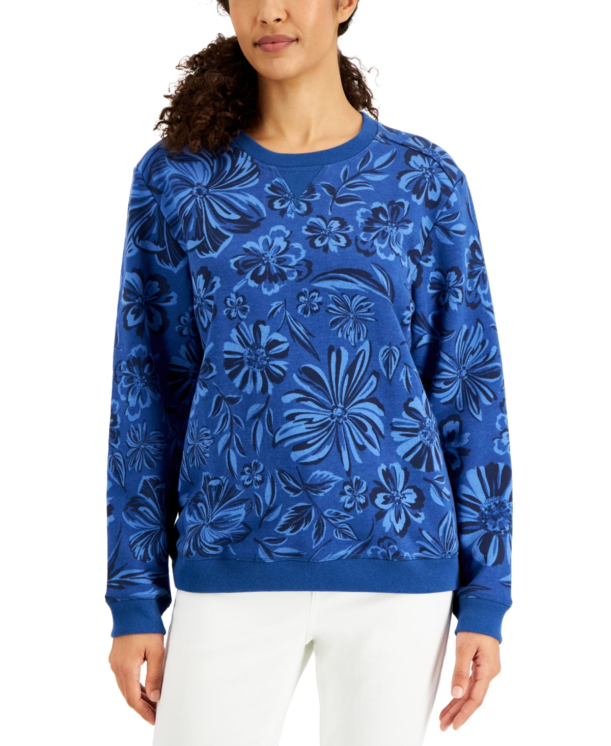 Blusa de lã Ojai Blooms Karen Scott feminina, roxa, tamanho pequeno