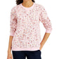 Blusa de lã estampada Karen Scott Summer Blooms feminina, rosa, tamanho extragrande