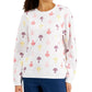 Blusa de lã estampada feminina Karen Scott, branca, tamanho pequeno