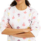 Blusa de lã estampada feminina Karen Scott, branca, tamanho pequeno