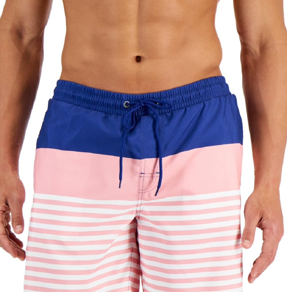 Calção de banho masculino Club Room Sporty Stripes 7, azul, tamanho grande